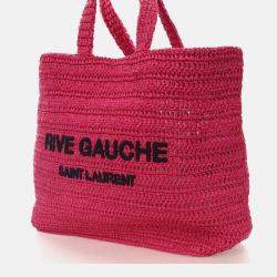 Pre Owned Saint Laurent Rive Gauche Raffia Tote Bag
