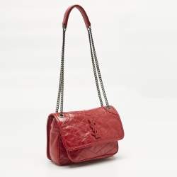 Pre Owned Saint Laurent Red Matelassé Leather Baby Niki Chain Shoulder Bag