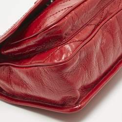 Pre Owned Saint Laurent Red Matelassé Leather Baby Niki Chain Shoulder Bag