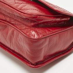 Pre Owned Saint Laurent Red Matelassé Leather Baby Niki Chain Shoulder Bag