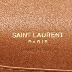 Pre Owned Saint Laurent Brown Quilted Leather Gaby Compact Wallet