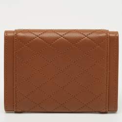 Pre Owned Saint Laurent Brown Quilted Leather Gaby Compact Wallet