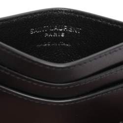 Pre Owned Saint Laurent Black Leather Tiny Cassandre Card Holder