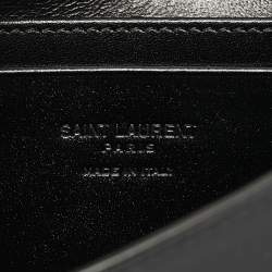 Pre Owned محفظة سلسلة بغطاء جلد لامع أسود سان لوران