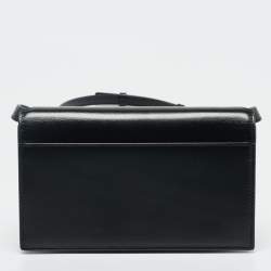 Pre Owned محفظة سلسلة بغطاء جلد لامع أسود سان لوران