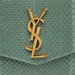 Pre Owned Saint Laurent Green Python Uptown Pouch
