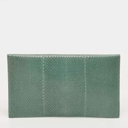 Pre Owned Saint Laurent Green Python Uptown Pouch