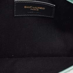 Pre Owned Saint Laurent Green Python Uptown Pouch