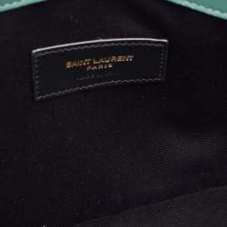 Pre Owned Saint Laurent Green Python Uptown Pouch