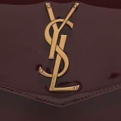 Pre Owned Saint Laurent Burgundy Patent Leather Uptown Envelope Clutch