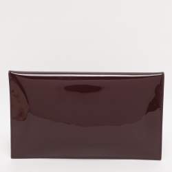 Pre Owned Saint Laurent Burgundy Patent Leather Uptown Envelope Clutch