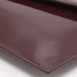 Pre Owned Saint Laurent Burgundy Patent Leather Uptown Envelope Clutch