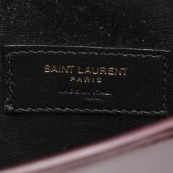 Pre Owned Saint Laurent Burgundy Patent Leather Uptown Envelope Clutch