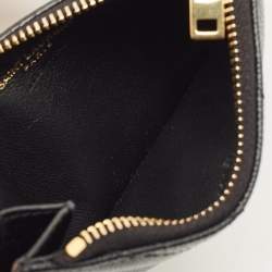 Pre Owned حافظة بطاقات سان لوران جلد ماتلاس أسود صغيرة بسحاب كاساندر