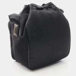 Pre Owned حقيبة كتف سان لوران باريس نيكي دلو نايلون جلد أسود