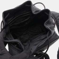 Pre Owned حقيبة كتف سان لوران باريس نيكي دلو نايلون جلد أسود