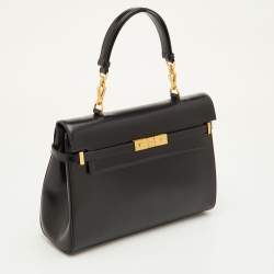 Pre Owned Saint Laurent Manhattan Black Leather Top Handle Bag
