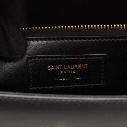 Pre Owned Saint Laurent Manhattan Black Leather Top Handle Bag