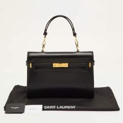 Pre Owned Saint Laurent Manhattan Black Leather Top Handle Bag