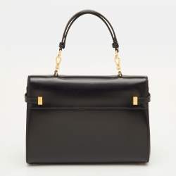 Pre Owned Saint Laurent Manhattan Black Leather Top Handle Bag