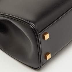 Pre Owned Saint Laurent Manhattan Black Leather Top Handle Bag