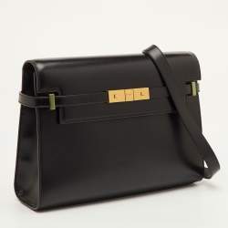 Pre Owned Saint Laurent Manhattan Medium Black Leather Shoulder Bag