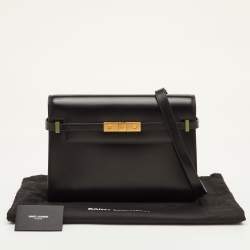 Pre Owned Saint Laurent Manhattan Medium Black Leather Shoulder Bag