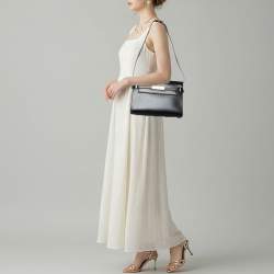 Pre Owned Saint Laurent Manhattan Medium Black Leather Shoulder Bag