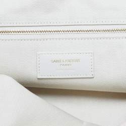 مملوكة مسبقًا حقيبة ظهر سان لوران تيري كلوتش بطباعة صيفية كريمية متعددة الألوان