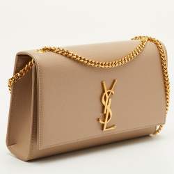 Pre Owned Saint Laurent Monogram Beige Leather Chain Shoulder Bag