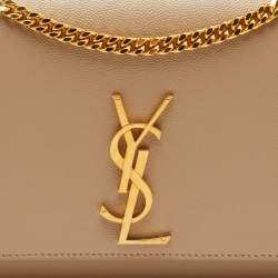 Pre Owned Saint Laurent Monogram Beige Leather Chain Shoulder Bag