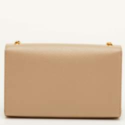 Pre Owned Saint Laurent Monogram Beige Leather Chain Shoulder Bag