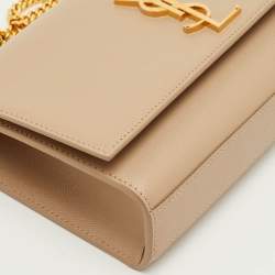 Pre Owned Saint Laurent Monogram Beige Leather Chain Shoulder Bag