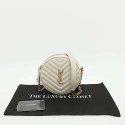 Pre Owned Saint Laurent Ivory Leather Round Crossbody Bag