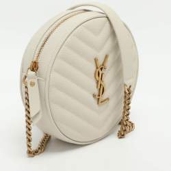 Pre Owned Saint Laurent Ivory Leather Round Crossbody Bag