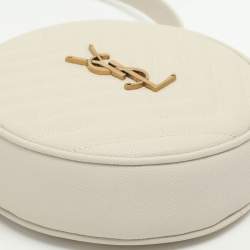 Pre Owned Saint Laurent Ivory Leather Round Crossbody Bag