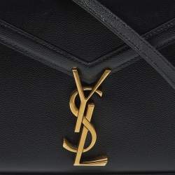 Pre Owned Saint Laurent Cassandra Mini Black Leather Top Handle Bag