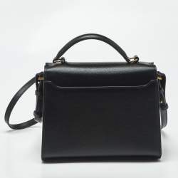Pre Owned Saint Laurent Cassandra Mini Black Leather Top Handle Bag