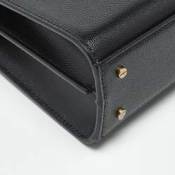 Pre Owned Saint Laurent Cassandra Mini Black Leather Top Handle Bag