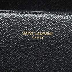 Pre Owned Saint Laurent Cassandra Mini Black Leather Top Handle Bag