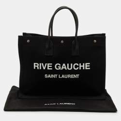 Pre Owned Saint Laurent Rive Gauche Large Black Canvas and Leather Tote