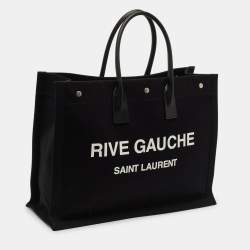 Pre Owned Saint Laurent Rive Gauche Large Black Canvas and Leather Tote
