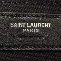 Pre Owned Saint Laurent Rive Gauche Large Black Canvas and Leather Tote