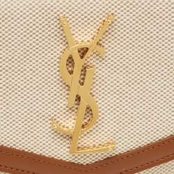 Pre Owned حقيبة صغيرة سان لوران أب تاون قماش بني/طبيعي