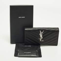 Pre Owned محفظة سان لوران جلد ماتيلاسيه أسود كاساندرا