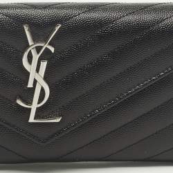 Pre Owned محفظة سان لوران جلد ماتيلاسيه أسود كاساندرا