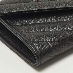 Pre Owned محفظة سان لوران جلد ماتيلاسيه أسود كاساندرا