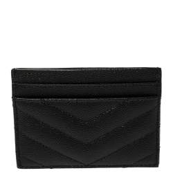 مملوكة مسبقًا Saint Laurent Black Leather Monogram Card Holder