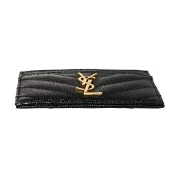 مملوكة مسبقًا Saint Laurent Black Leather Monogram Card Holder