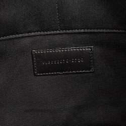 مملوكة مسبقًا Saint Laurent Black Croc Embossed Leather Monogram Wristlet Pouch